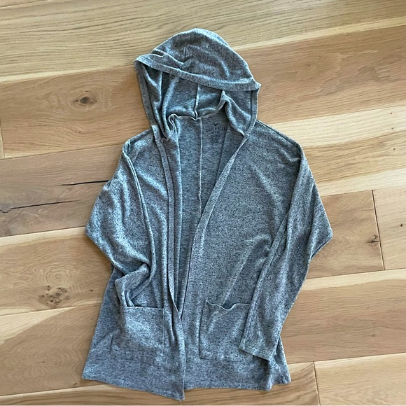 AEO Soft&Sexy Plush Hooded Cardigan Heathered Gray - Picture 3 of 8